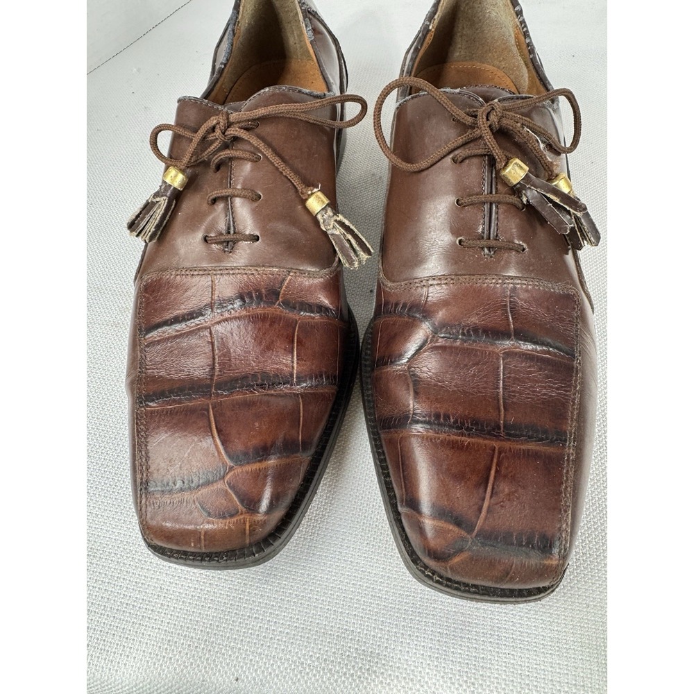 Marco Vicci‎ Rockford Croc Embossed Leather Wingtips tassels size 10